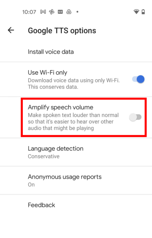 Tap Amplify speech volume to boost the sound level of Text to speech